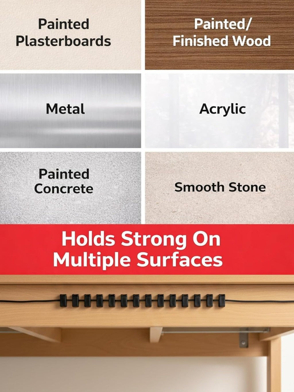 Premium Cable Organization Kit – 50 Heavy-Duty Adhesive Clips (20mm)