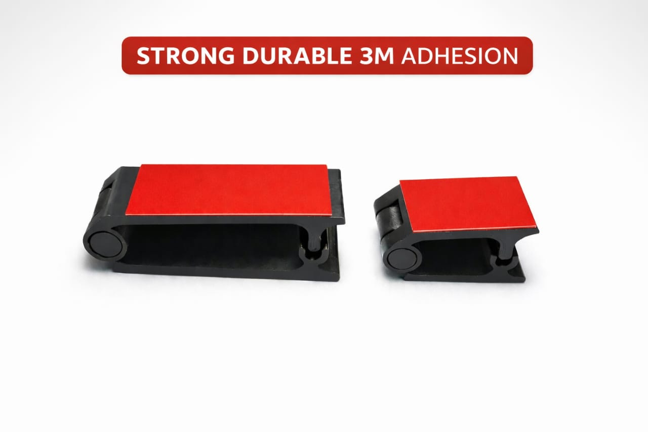 Cable Management Clips with 3M Self Adhesive – Black, 50 Pcs (20cm & 45cm) | Strong Wire Organizer for Desk, Wall, TV, Home & Office