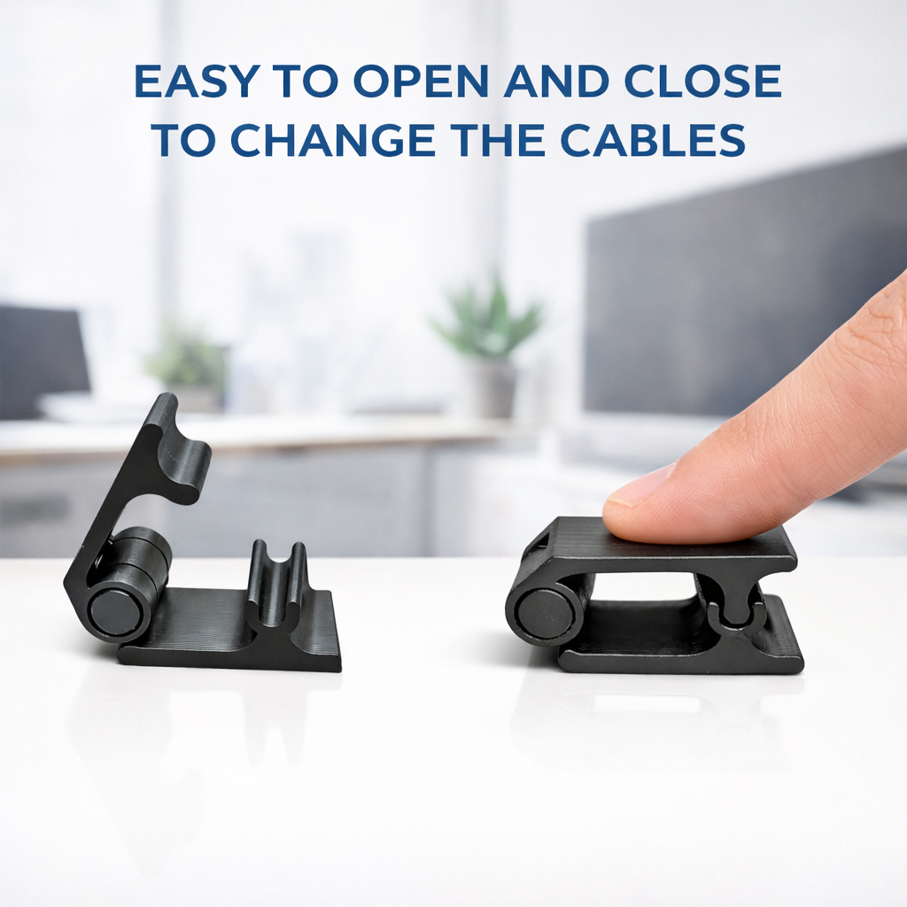 Premium Cable Organization Kit – 50 Heavy-Duty Adhesive Clips (20mm)