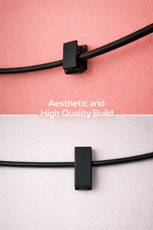 Cable Management Clips with 3M Self Adhesive – Black, 50 Pcs (20cm & 45cm) | Strong Wire Organizer for Desk, Wall, TV, Home & Office