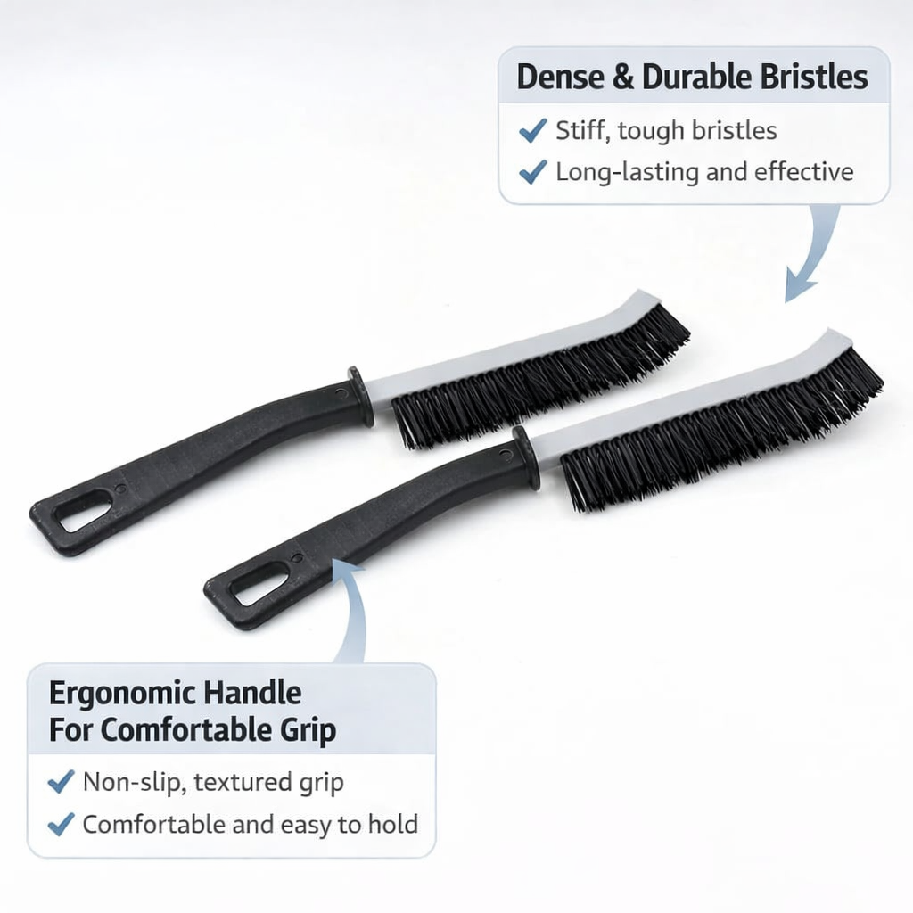 Cleaning Brush Set for Kitchen & Home | Steel Wire Brush + Long Gap Crevice Cleaning Brush + Soap Dispenser Scrub Brush | Heavy Duty Rust, Grease, Stove, Sink, Utensils & Surface Cleaning Tool Kit