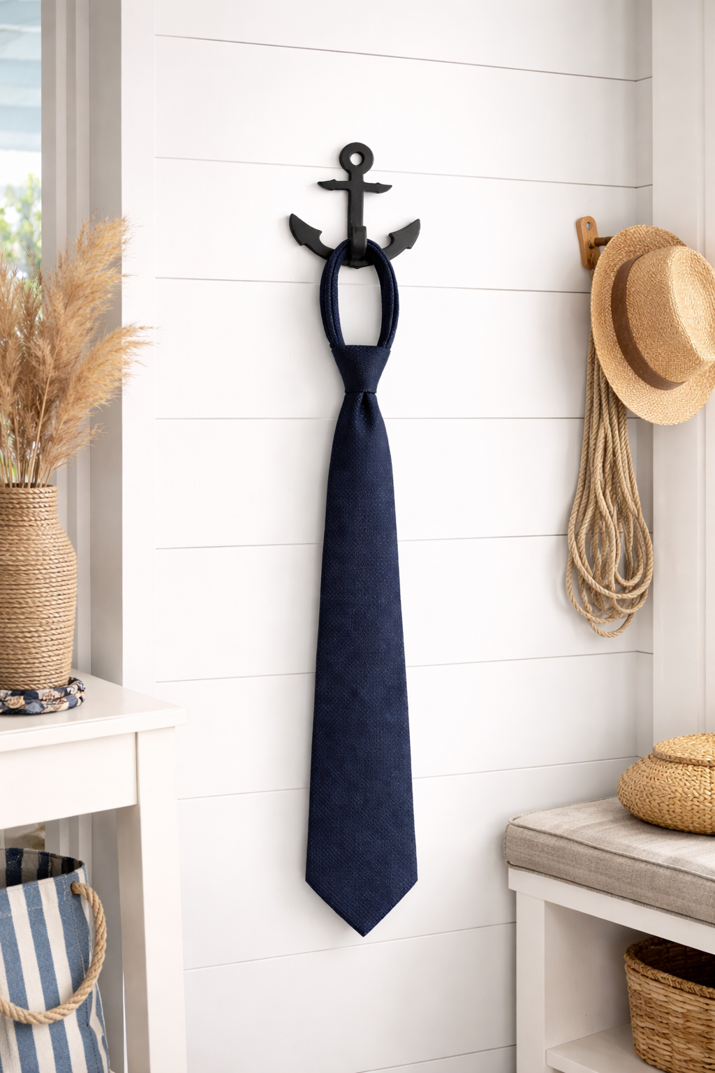 FIONERA Self Adhesive Wall Hook Anchor Shape Black | Heavy Duty Waterproof No-Drill Hook for Bathroom, Kitchen, Towel & Keys (Set of 4)