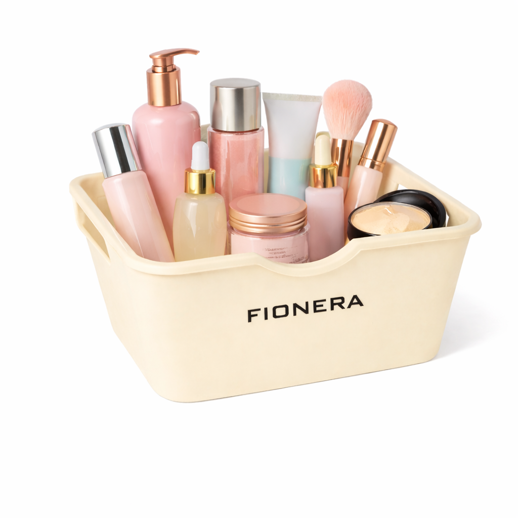 Plastic Storage Basket for Home & Kitchen | Rectangular Multipurpose Storage Organizer with Side Handles | Durable Stackable Storage Box for Wardrobe, Bathroom & Bedroom (Pack of 4)