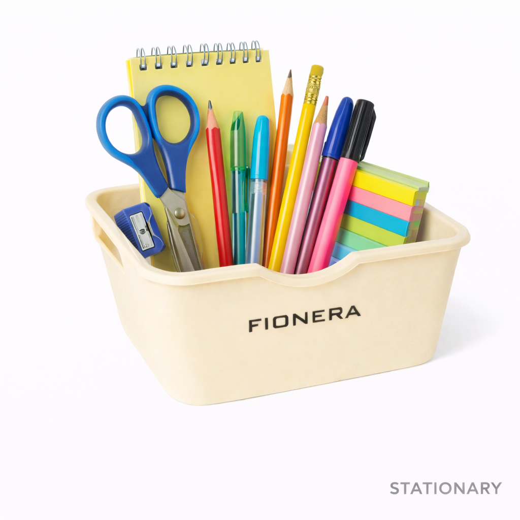 Plastic Storage Basket for Home & Kitchen | Rectangular Multipurpose Storage Organizer with Side Handles | Durable Stackable Storage Box for Wardrobe, Bathroom & Bedroom (Pack of 4)