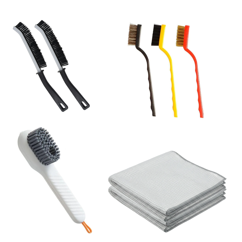 Cleaning Brush Set for Kitchen & Home | Steel Wire Brush + Long Gap Crevice Cleaning Brush + Soap Dispenser Scrub Brush | Heavy Duty Rust, Grease, Stove, Sink, Utensils & Surface Cleaning Tool Kit