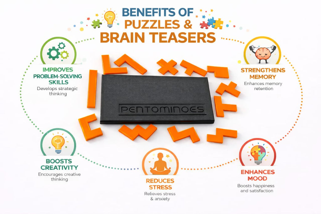 Brain Teaser Puzzle for Adults & Teens – 12 Piece Rectangular Logic Game – Plastic Shape-Fitting Pocket Puzzle for Stress Relief & Focus for Home & Travel