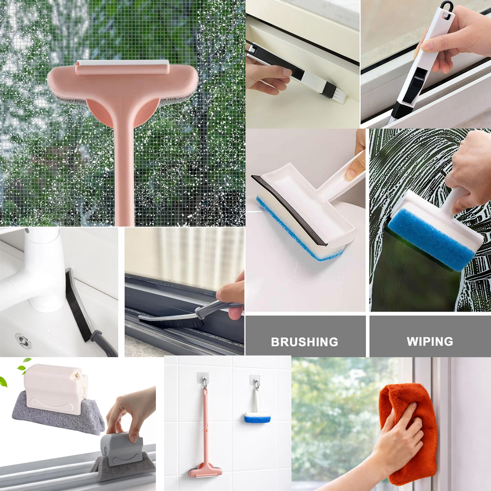 Window Cleaning Brush Kit 11-Pcs | Multi-Function Window & Screen Cleaning Tools for Glass, Sliding Window Slot ,Tracks, Grooves, Dust & Gaps