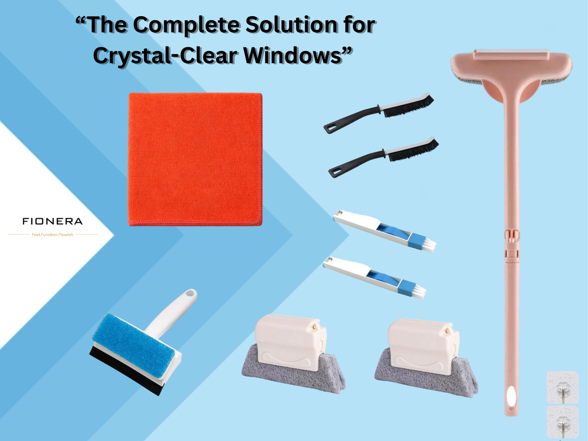 Window Cleaning Brush Kit 11-Pcs | Multi-Function Window & Screen Cleaning Tools for Glass, Sliding Window Slot ,Tracks, Grooves, Dust & Gaps