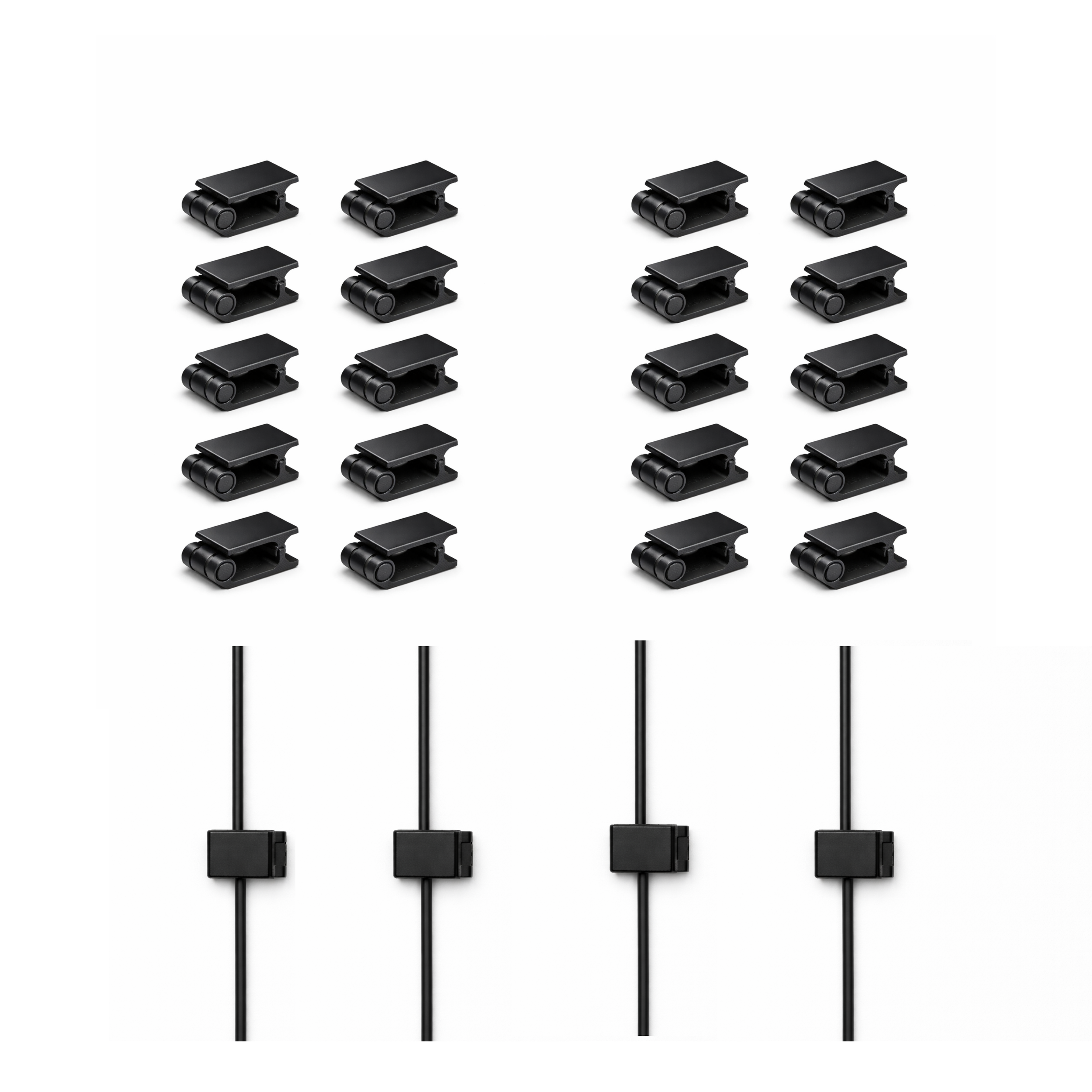 Premium Cable Organization Kit – 50 Heavy-Duty Adhesive Clips (20mm)