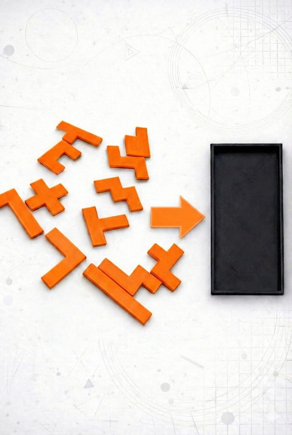 Brain Teaser Puzzle for Adults & Teens – 12 Piece Rectangular Logic Game – Plastic Shape-Fitting Pocket Puzzle for Stress Relief & Focus for Home & Travel