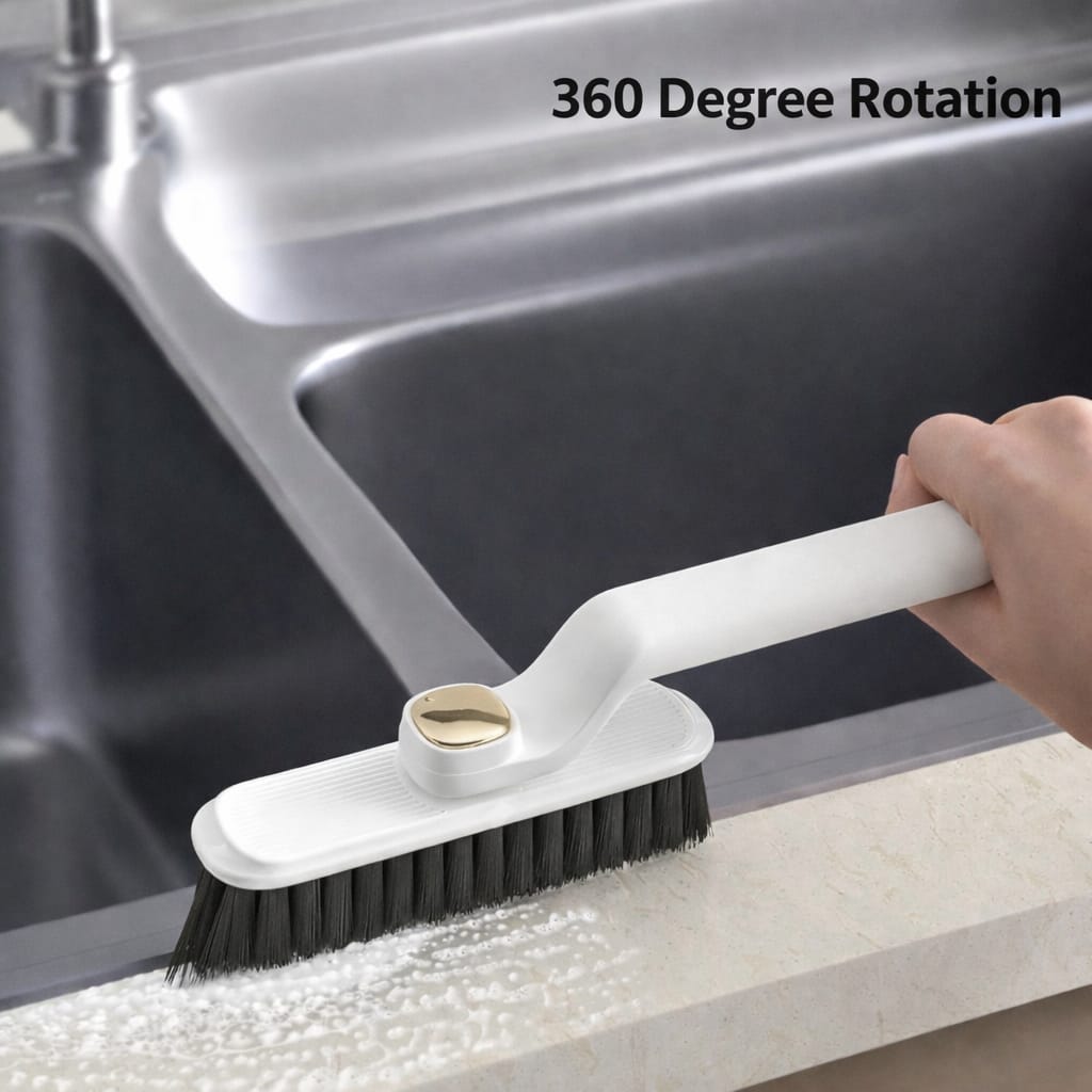 Multipurpose Cleaning Brush & Duster Set (Pack of 2), Long Flexible Bristle Scrub & 360° Rotatable Crevice Gap Cleaning Brush for Household, Kitchen Sink, Bathroom Tiles,Sofa & Car Cleaning Essential