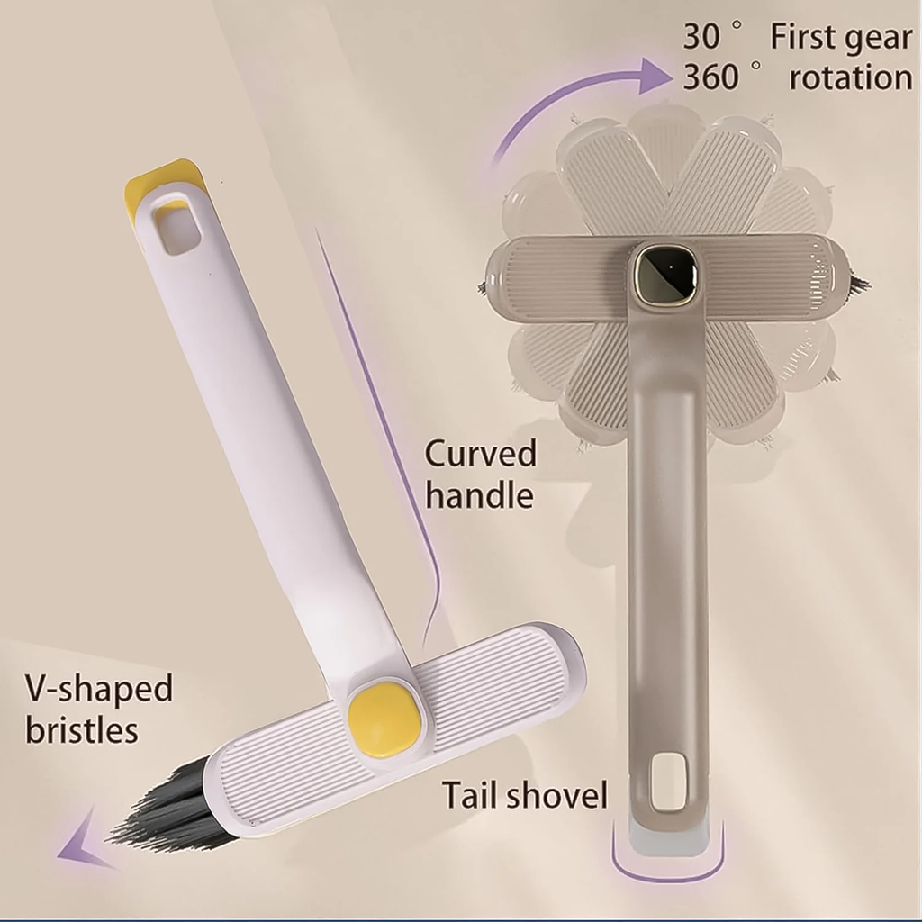 Multipurpose Cleaning Brush & Duster Set (Pack of 2), Long Flexible Bristle Scrub & 360° Rotatable Crevice Gap Cleaning Brush for Household, Kitchen Sink, Bathroom Tiles,Sofa & Car Cleaning Essential