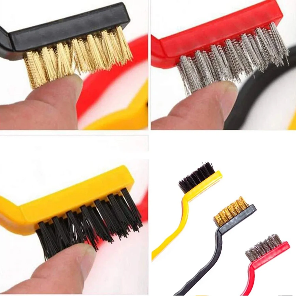 Cleaning Brush Set for Kitchen & Home | Steel Wire Brush + Long Gap Crevice Cleaning Brush + Soap Dispenser Scrub Brush | Heavy Duty Rust, Grease, Stove, Sink, Utensils & Surface Cleaning Tool Kit